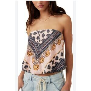 FREE PEOPLE Women's Borderline Tube Top SILVER COMBO Sz Medium MSRP$68.00 NWTS